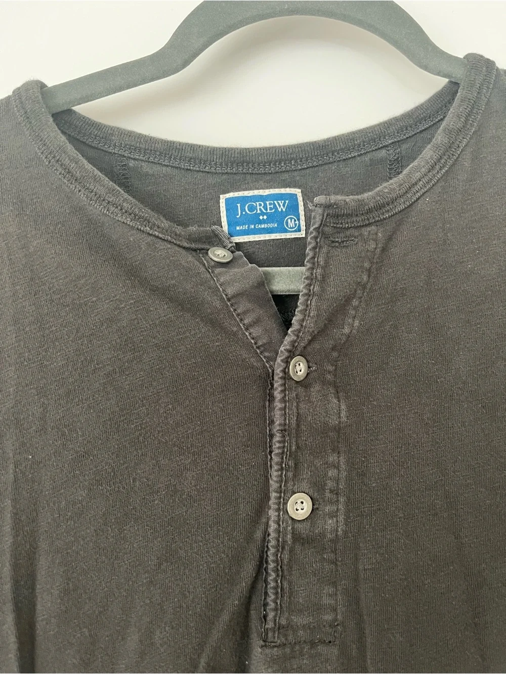 J.Crew Men’s Medium Dark Gray Long Sleeve Henley Shirt